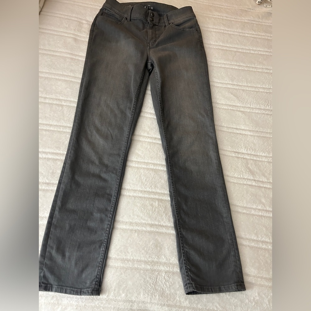 White House Black Market Women's Gray Straight-Leg Jeans
